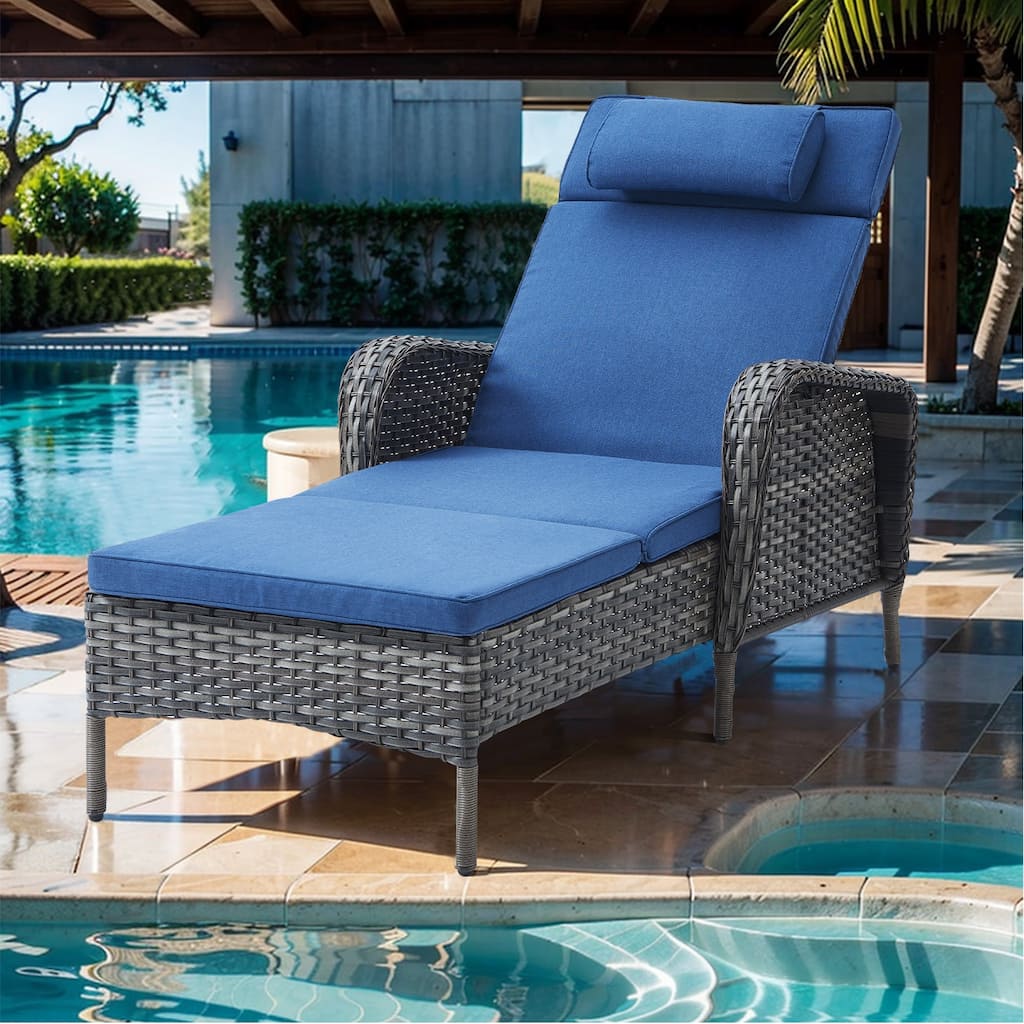 Outdoor Chaise Lounge Chairs for Outside Grey - Blue