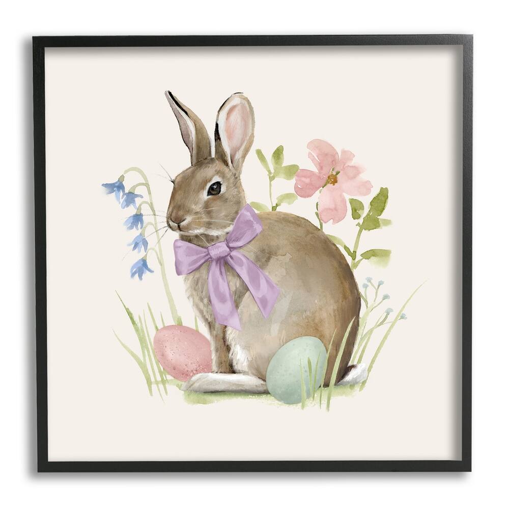 Stupell Spring Bunny Rabbit Easter Eggs Blossoming Flowers Framed Wall Art - Multi-Color