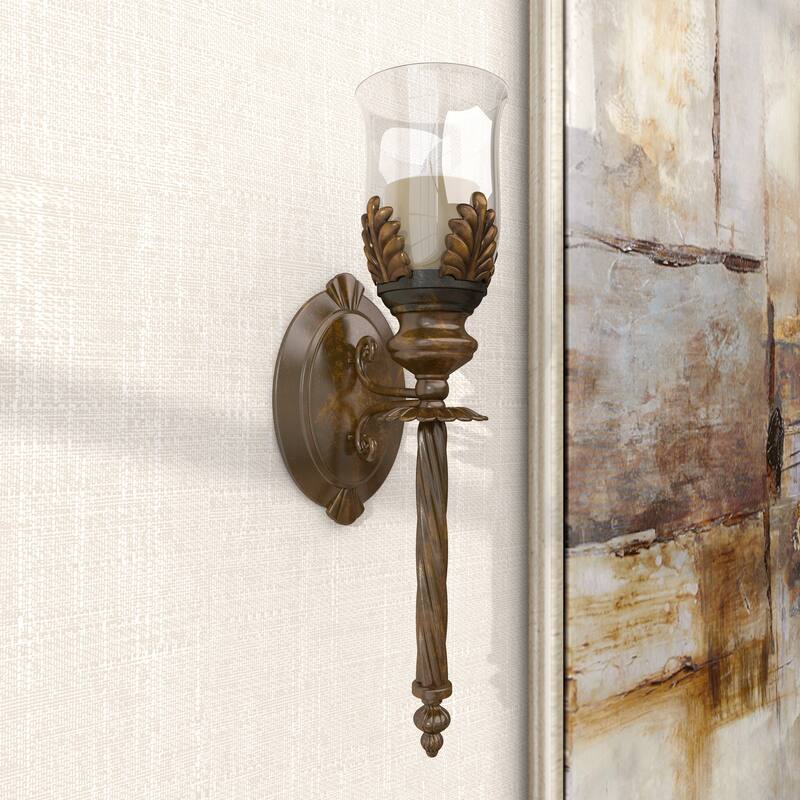Brown Glass Single Candle Wall Sconce - 5 x 7 x 18