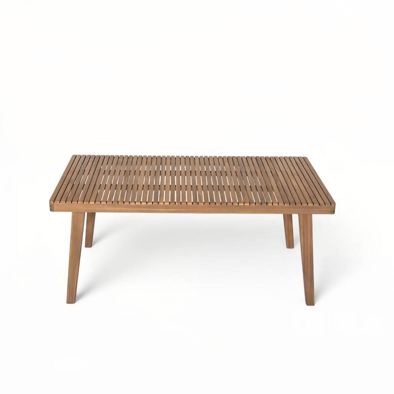 69" Acacia Wood Outdoor Dining Table with Slatted Top, Brown