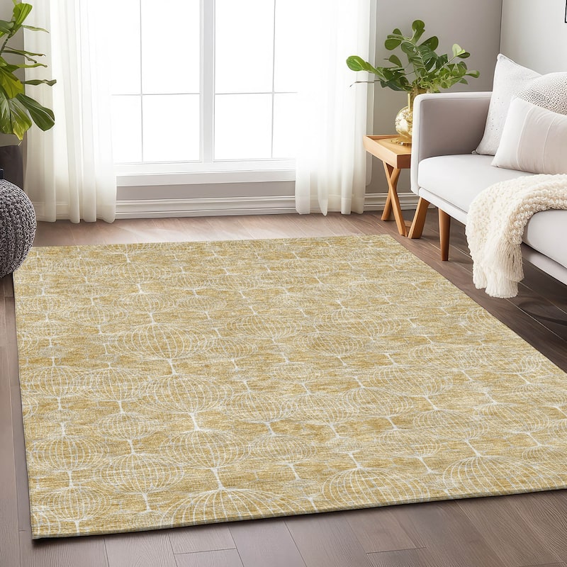 Premium Washable Super Soft Modern Chic Stripe Mayfield Rug - Gold - 9' x 12' - Rectangle