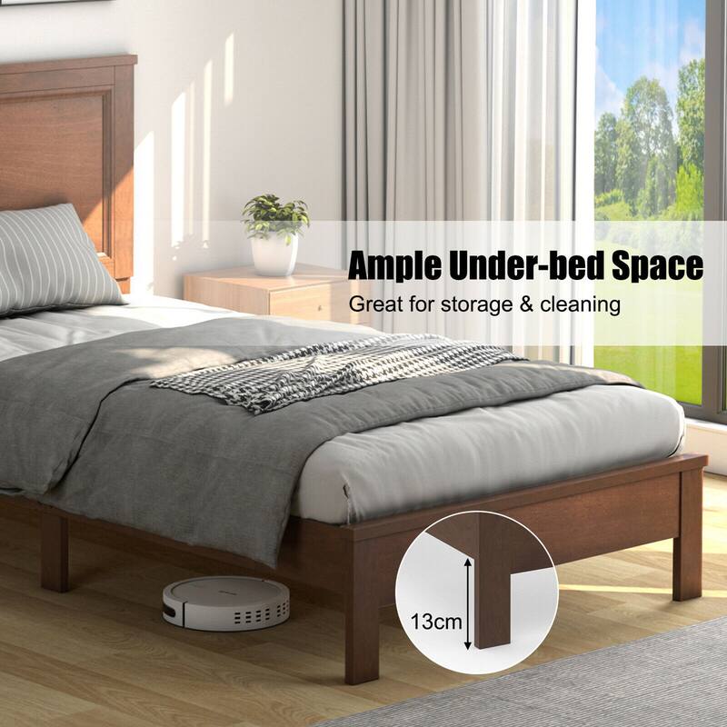 Gymax Twin/Full/Queen Size Bed Frame Platform Slat High Headboard