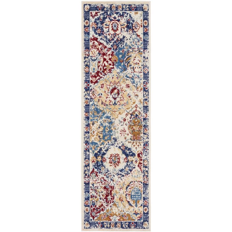 Nourison Grafix Vintage Boho Persian Border Area Rug - 2'3" x 7'6" - Blue
