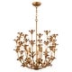 preview thumbnail 8 of 9, Camellia 5-Light Gilded Gold Pendant with Metal Flower Shade, Adjustable Height, Ceiling Chandelier Dining Room Fixture