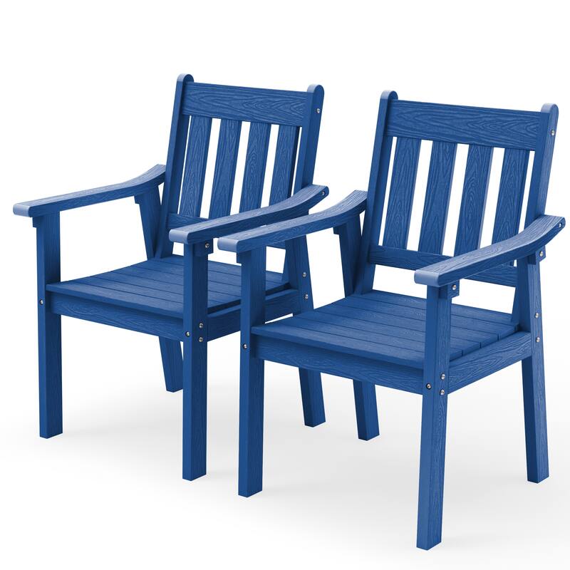WINSOON HIPS All Weather Outdoor Patio Dining Sets with Umbrella Hole& Aluminum Frame - Navy 2 Chairs