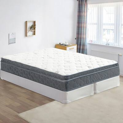 Onetan, 13-Inch Medium Euro Top Pocket Coil Rolled Mattress and 4" and 8" Split Wood Box Spring Set,