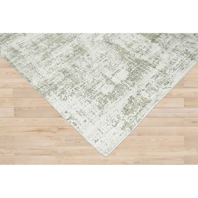 Hand Knotted 100% Wool Modern & Contemporary Oriental Area Rug Ivory