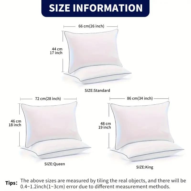 Hypoallergenic Blue Edged 100% Cotton Standard Hotel Pillow, Easy