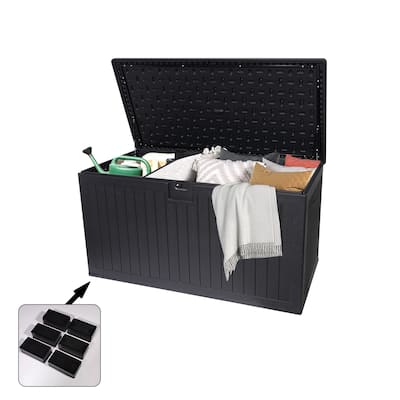 260 Gallon Resin Outdoor Deck Box Waterproof, Extra Large Patio Storage Box with Lockable Storage Containers