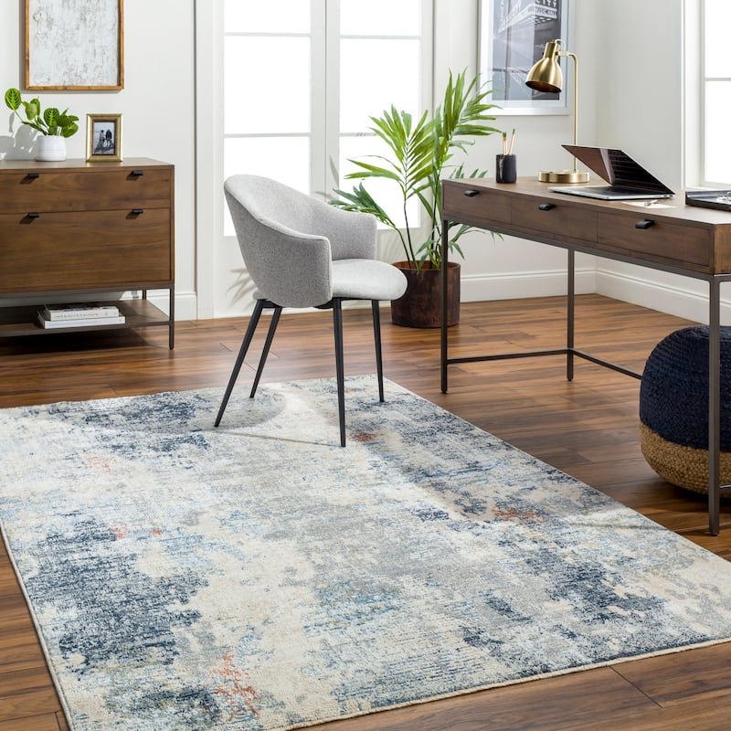 Livabliss Amore Abstract Area Rug - Blue/Ivory - 5' x 7' 10"