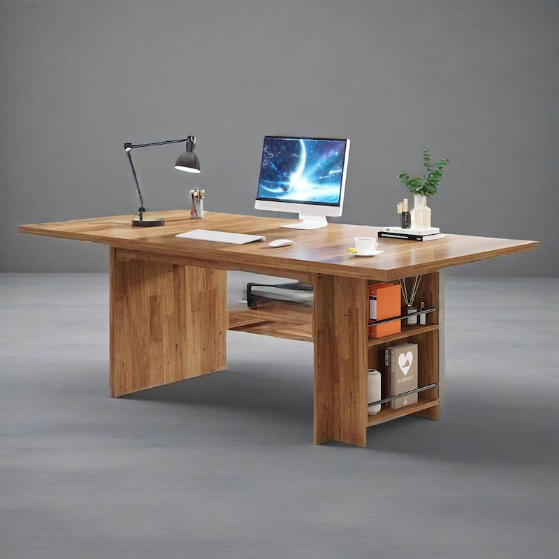 Natural Wood MDF 4-6 Seat Rectangular Office Desk for Home Kitchen or Office Use