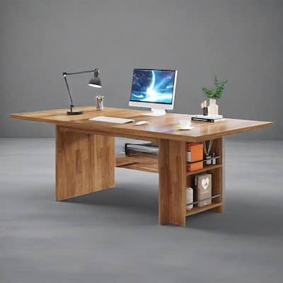 Natural Wood MDF 4-6 Seat Rectangular Office Desk for Home Kitchen or Office Use