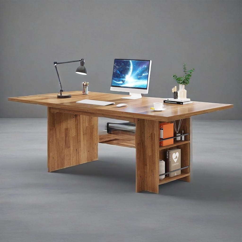Natural Wood MDF 4-6 Seat Rectangular Office Desk for Home Kitchen or Office Use