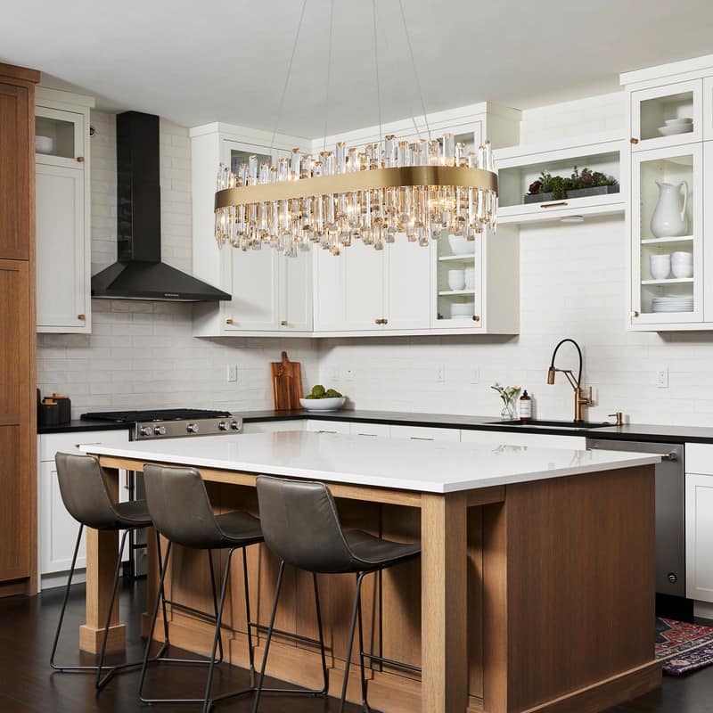 36 in. Luxury Rectangle Crystal Chandelier 16-Light Gold Modern Chandelier Hanging Ceiling Light Fixture for Dining Room