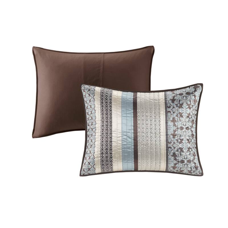 Madison Park Harvard 5 Piece Jacquard Quilt Set with Throw Pillows