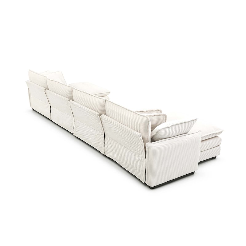6-piece Oversized Corduroy Upholstered U-Shaped Modular Sectional Sofa with 2 Removable Ottoman and Free Combination