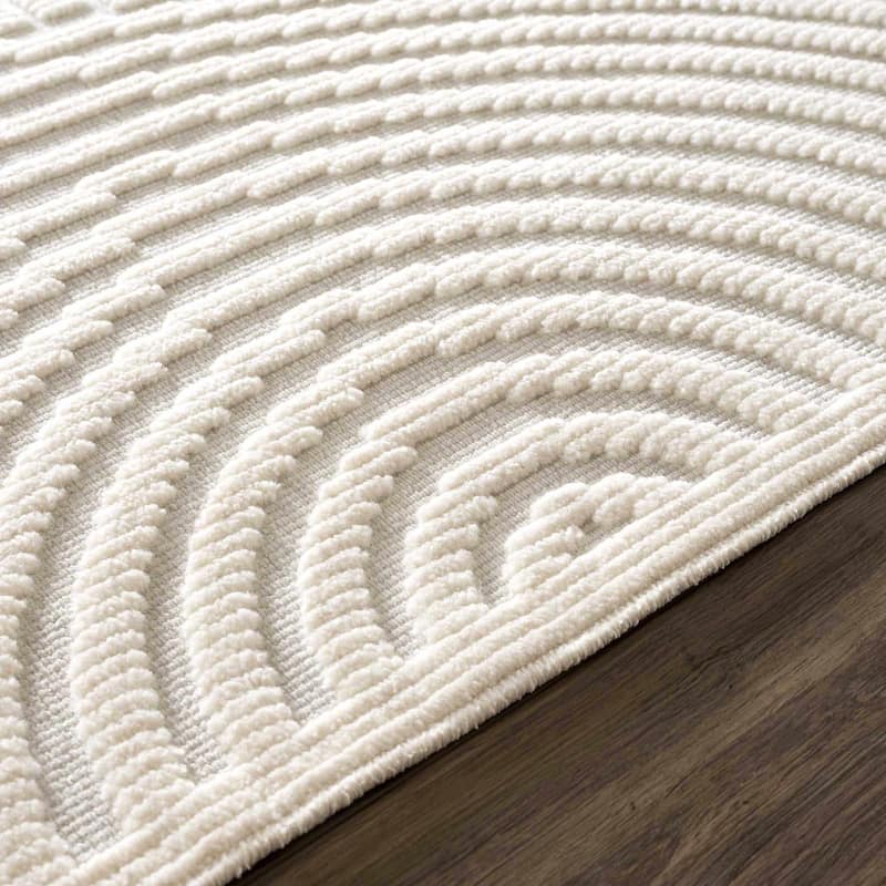 Hauteloom Deron Living Room, Bedroom Machine Washable Area Rug - White, Off White - 2' x 2'10"