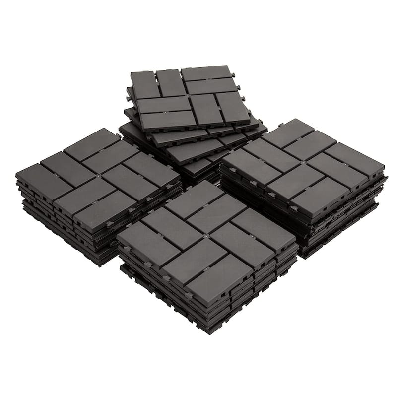 12"x12" Square Composite Decking Tiles, Patio Interlocking Deck Tiles(Gray, Pack of 9)