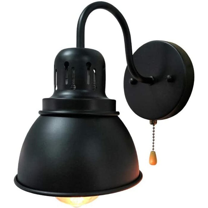 Outdoor wall light with pull chain top