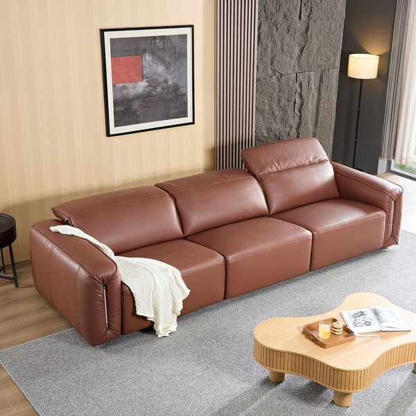 Modern 3 Seater Leather Sofa for Living Room Comfy Sofa Couch with Extra Deep Seats Adjustable Headrests On Sale Bed Bath Beyond 40850809