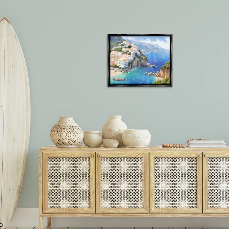 Stupell Vibrant Coastal Seascape Framed Floater Canvas Wall Art Design By Kim Allen