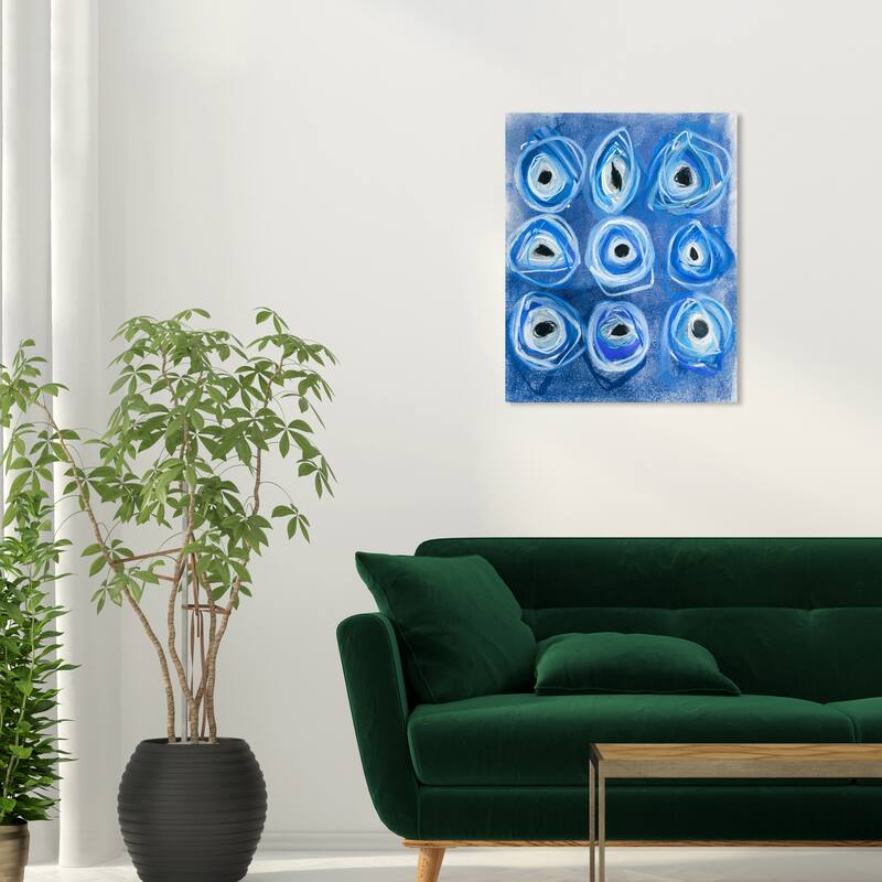 Wynwood Studio Abstract Evil Eye Beads Blue and Modern & Contemporary Wall Art Canvas Print - 24 x 20