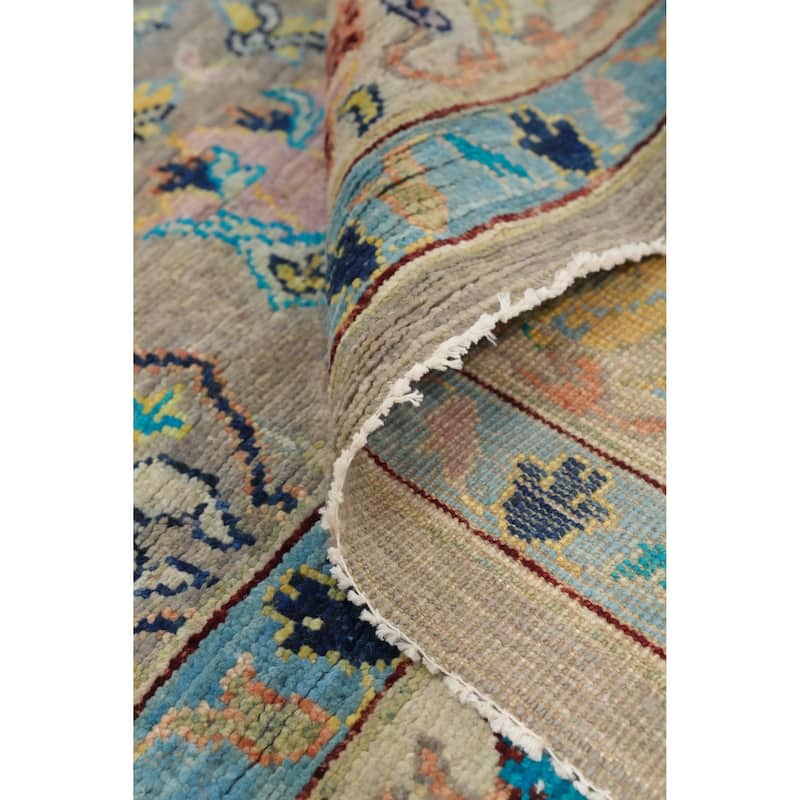 Hand Knotted Oriental 100% Wool Carpet Traditional Floral Greys & Charcoal Ziegler Area Rug - 11' 7'' X 9' 0''