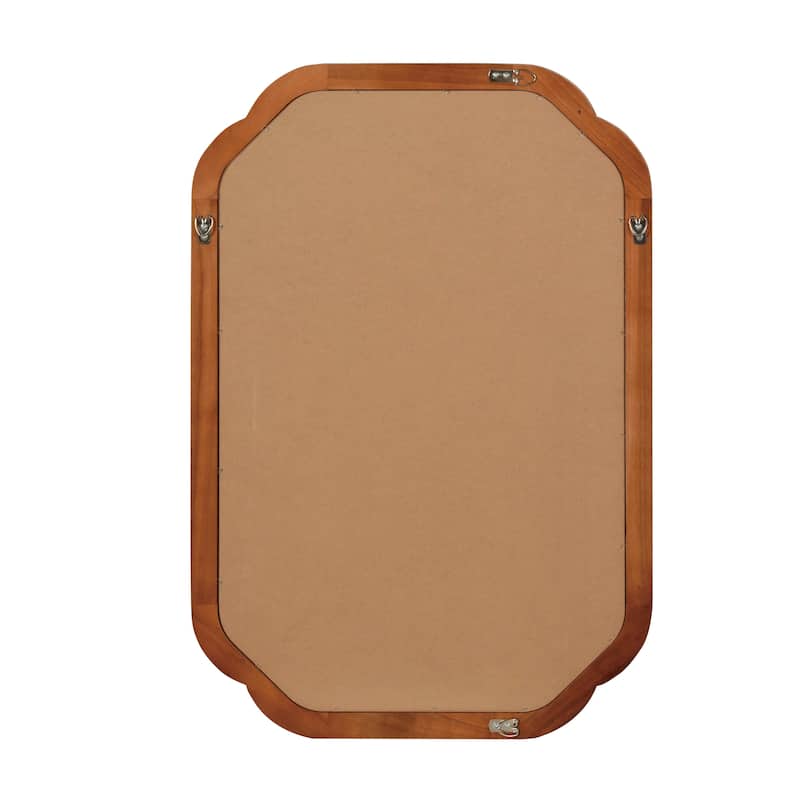 Solid Wood Frame Rounded Corner Decorative Mirror - Antique Brown