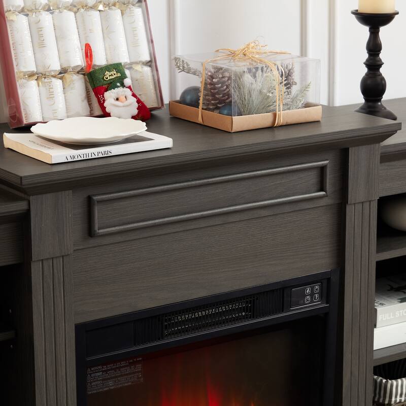 Modern Media Console Table TV Stand with 23" Fireplace Insert