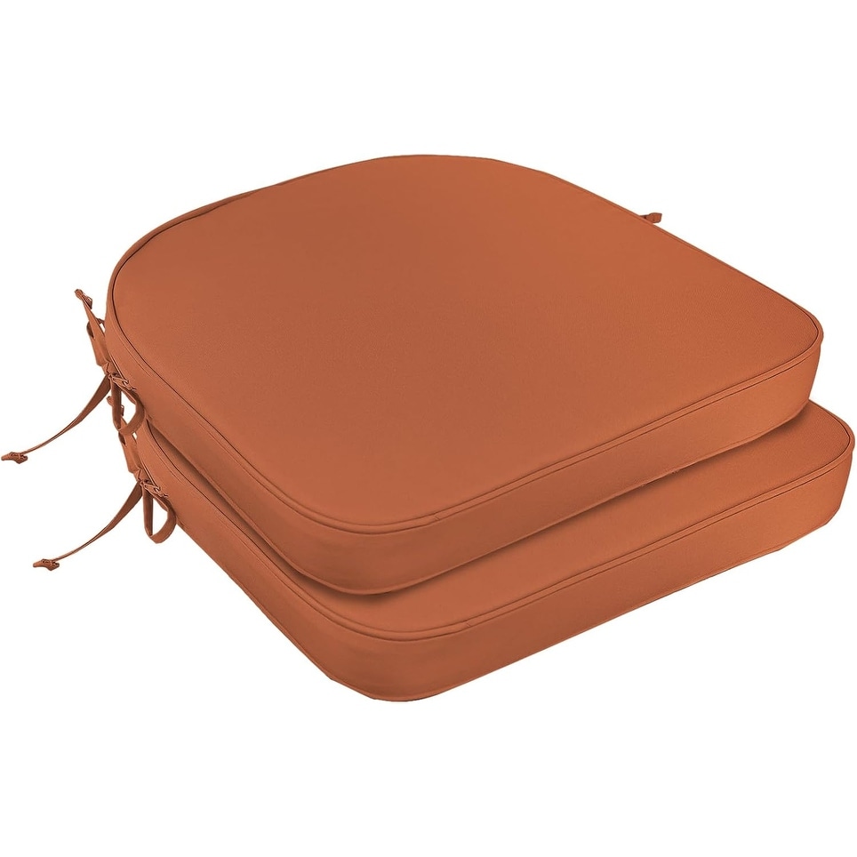 2-Pack U-Shaped Outdoor Chair Cushions, Water Repellent & UV Resistant, Removable Covers, 19x19 Inch