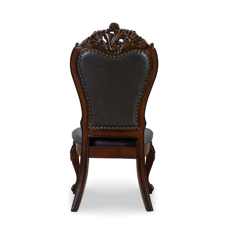 Furniture of America Eugene Traditional Solid Wood Dining Side Chairs with Nailhead Trim and Cabriole Legs (Set of 2)