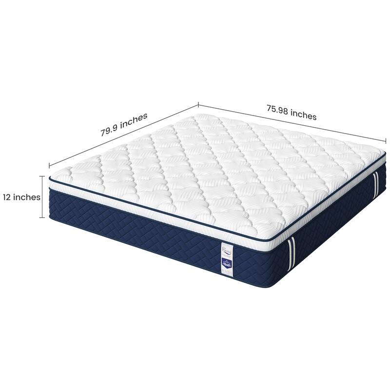 Roomfitters 12 Inch Queen/Full/King Hybrid Mattress, 5-Zone Gel Memory Foam and Pocket Spring Bed for Back and Hip Relief