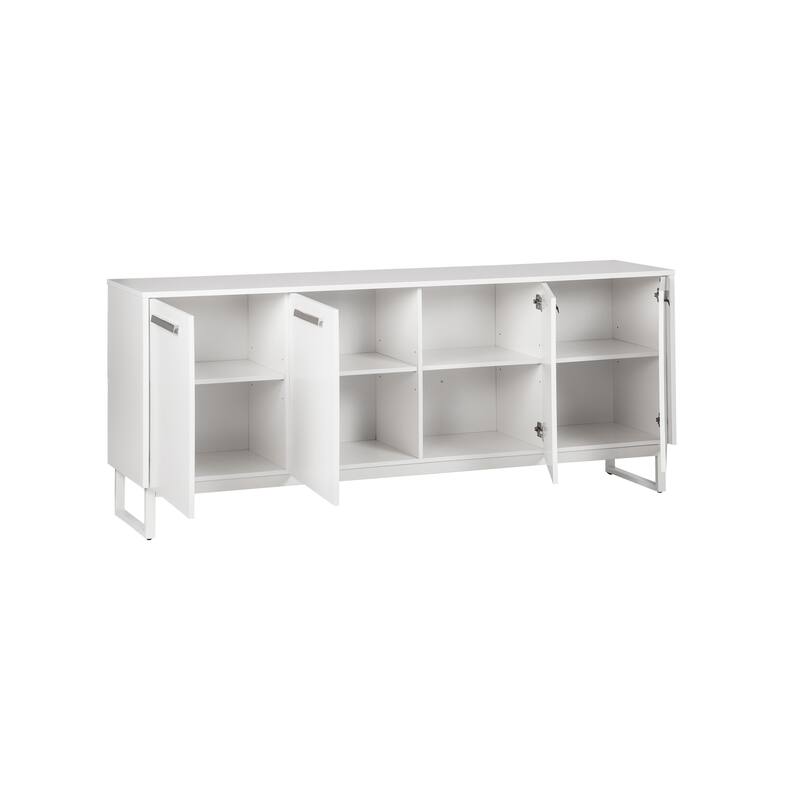 HomeRoots 75" White Wood Console Accent Cabinet With Four Doors