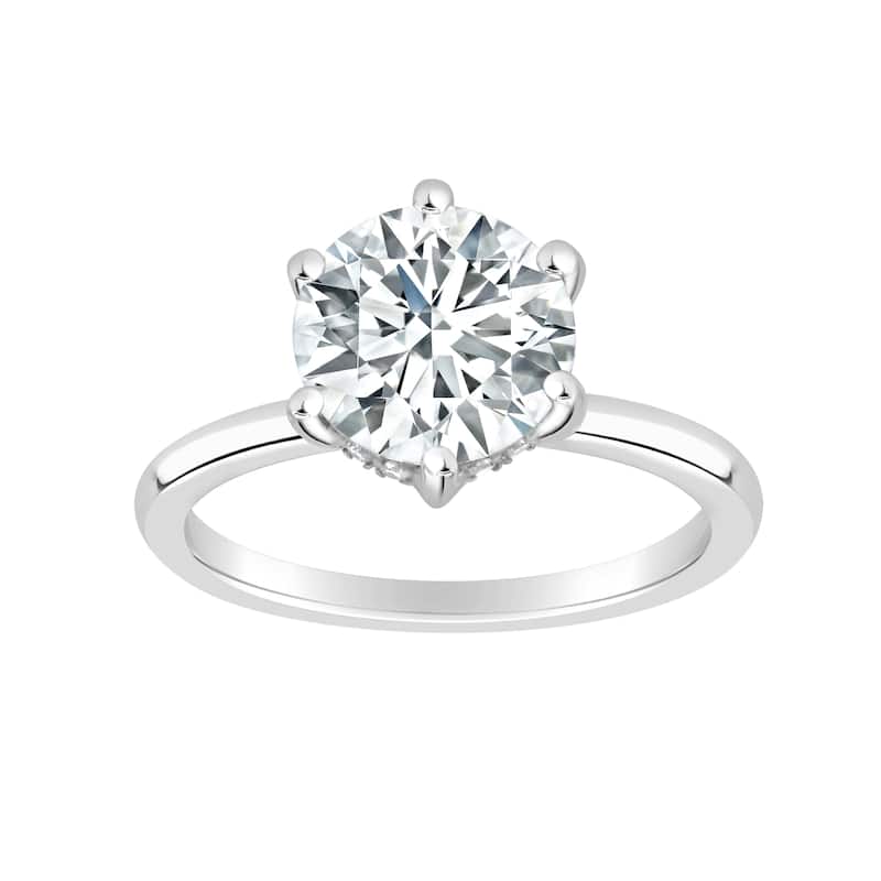 Auriya 14k Gold 7 1/6 ctw Lab grown 6-Prong Round Hidden Halo Diamond Engagement Ring (F-G VS)