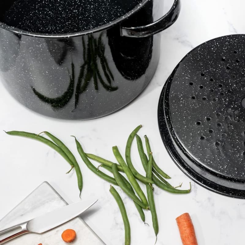 Granite Ware 15.5 Qt Steamer Pot With Rack Black