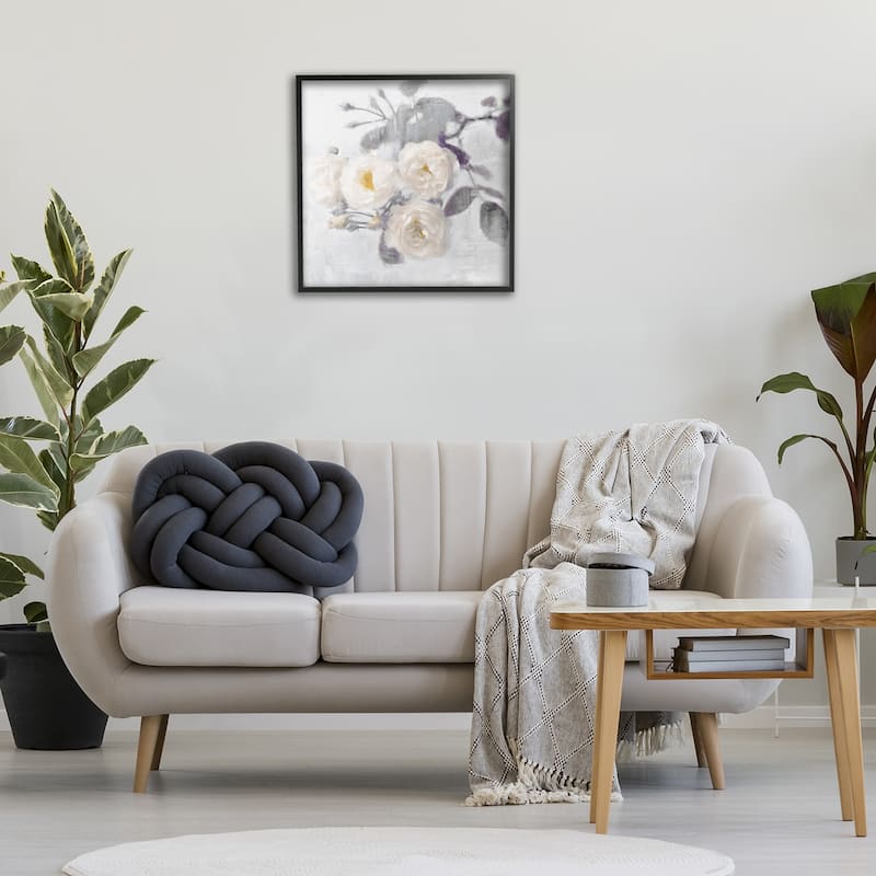 Stupell White Blooms on Grey Framed Giclee Art Design By Emily Ford