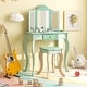 preview thumbnail 7 of 21, Gymax Kids Vanity Set Makeup Table & Chair Tri-folding Mirror Sweet