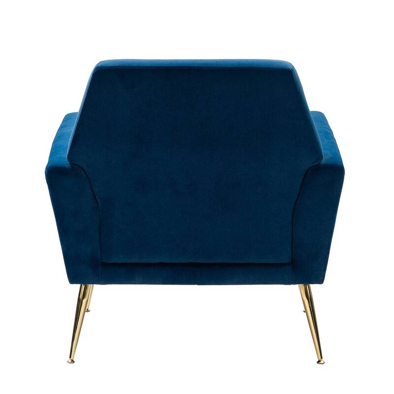 Lilia Contemporary Velvet Upholstered Tufted Back Armchair with Metal Golden legs Set of 2 by HULALA HOME