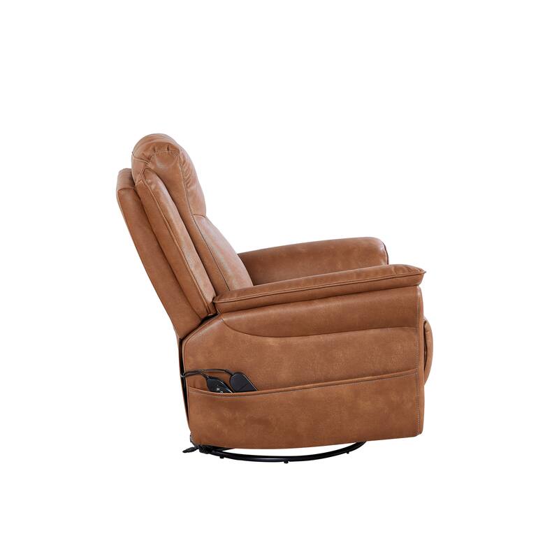 Modern 240 Degree Swivel Electric Swivel Recliner Chair with Heated Lumbar Support, Vibration Massage and Extendable Footrest