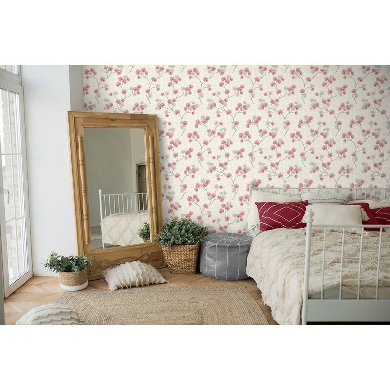 Fine Decor Kira Red Trail Wallpaper