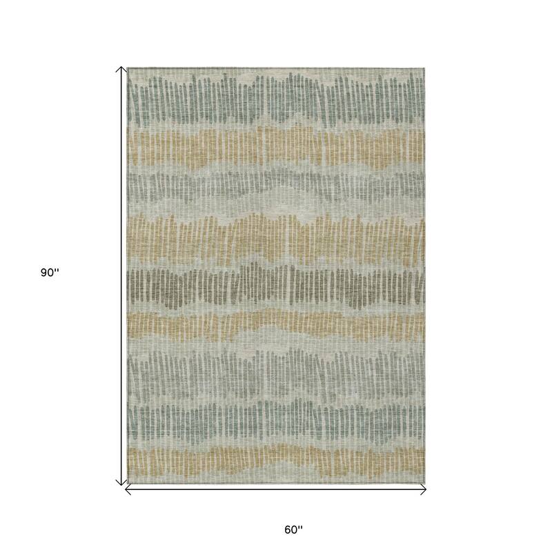 HomeRoots Striped Transitional Rectangle Outdoor Rug