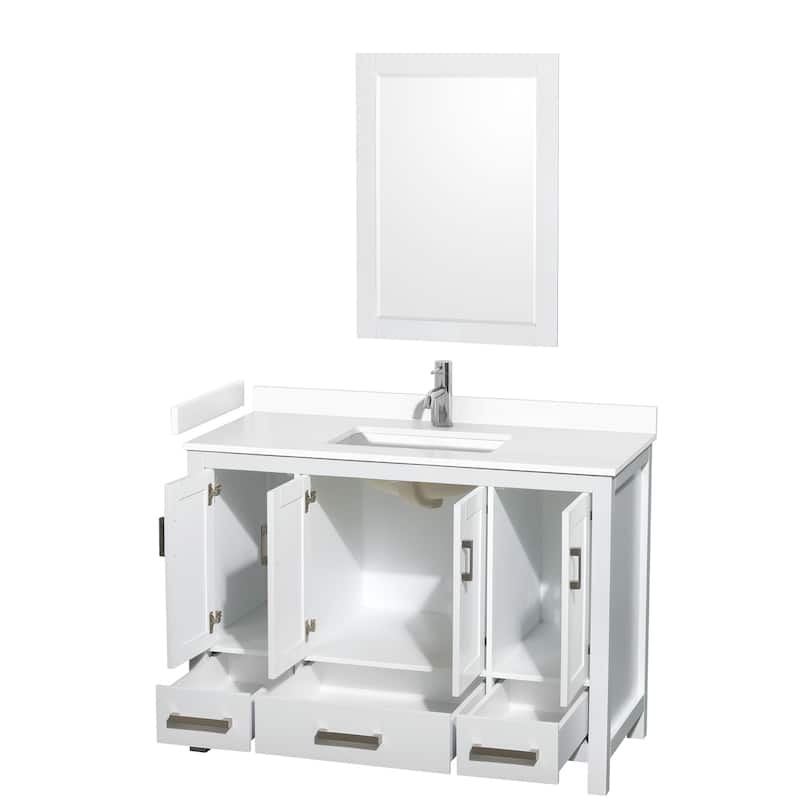 Sheffield Single Bathroom Vanity Set, Cultured Top, 24-Inch Mirror