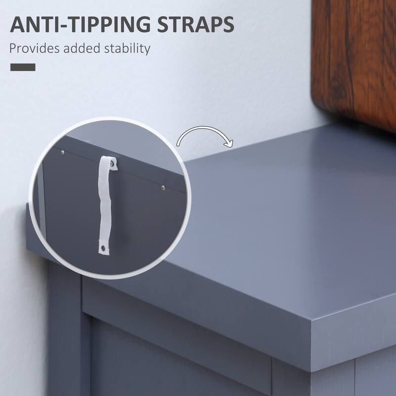 HOMCOM Modern Kitchen Sideboard, Buffet Cabinet with 2 Storage Cupboard, Glass Doors