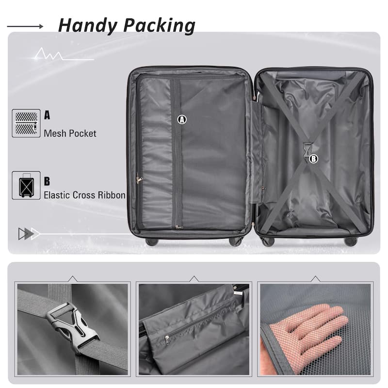 Spinner Wheels Luggage Set 3 Piece Expandable Carry On Luggage Spinner ...