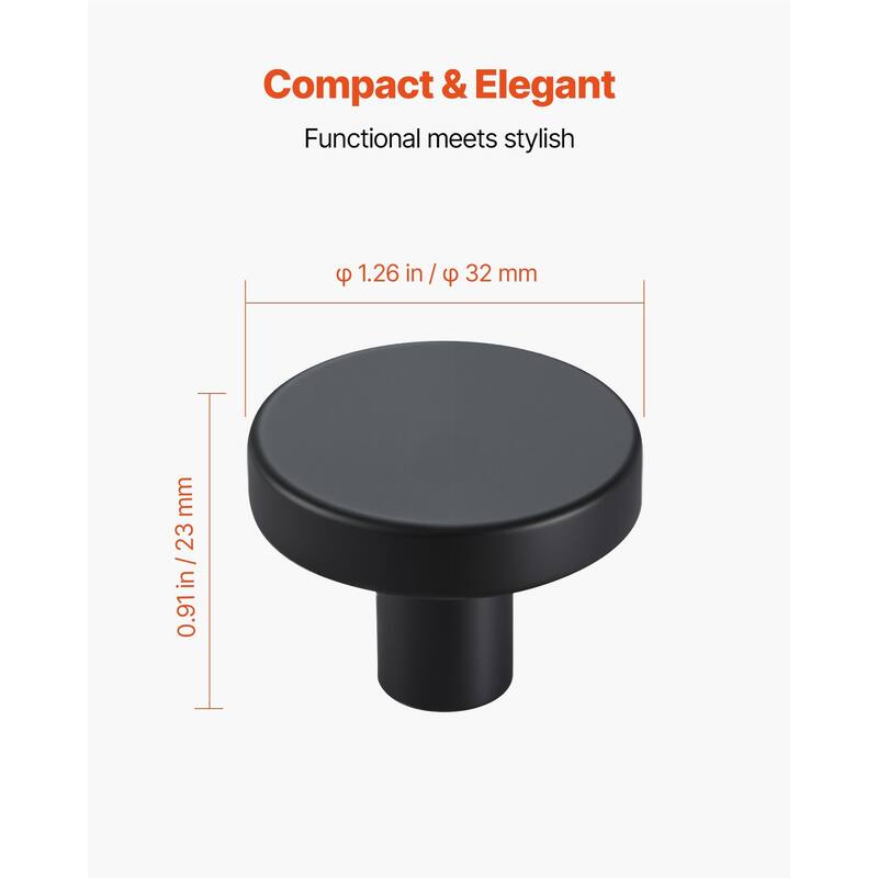 Black Zinc Alloy Mushroom Cabinet Knobs 10 Pack Single Hole Drawer Pulls with Screws for Kitchen Bathroom Wardrobe Furniture