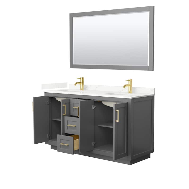Miranda 60-inch Double Vanity, Quartz Top, 58-inch Mirror