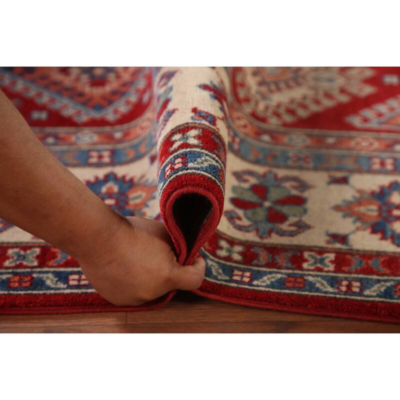 Red Traditional Kazak Area Rug Handmade Oriental Wool Carpet - 6'8" x 9'9"