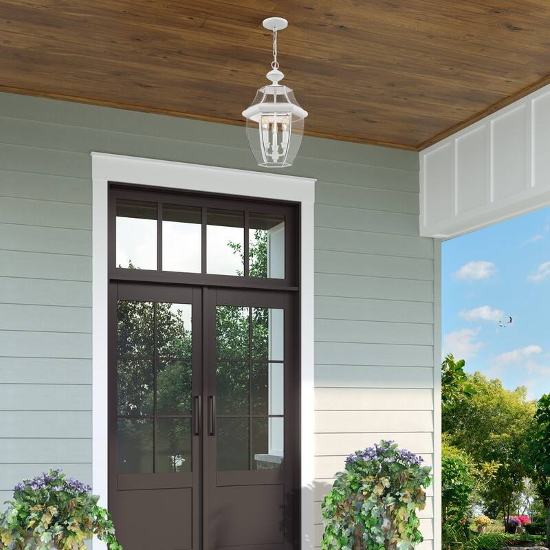 Livex Lighting3-light White Outdoor Chain Lantern, 2355-03 - 12.5" Dia. x 21" H