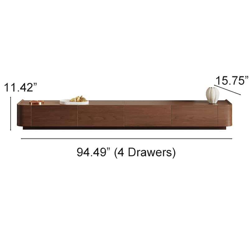 Mid-Century ModernTV Stands,4-6 Drawers, Solid Wood Brown Media Console