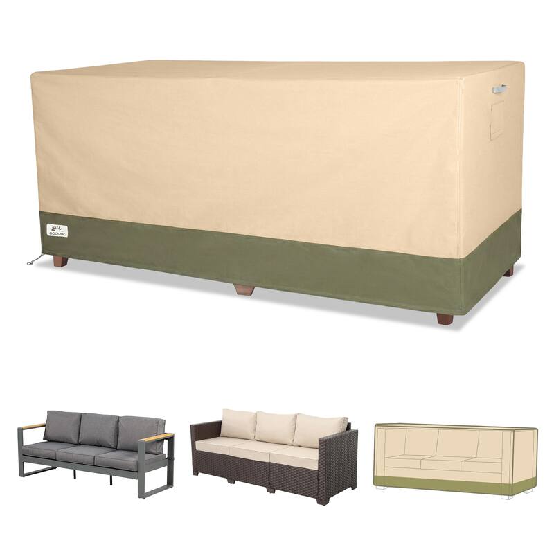 Aoodor Heavy Duty Patio Loveseat Cover - 88"W x 40"D x 38"H - Beige/Green